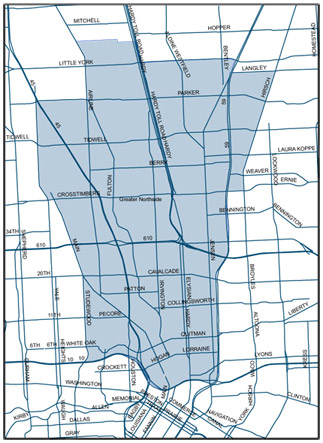 The GNMD covers a great amount of Houston's North Central and upper Northside areas 